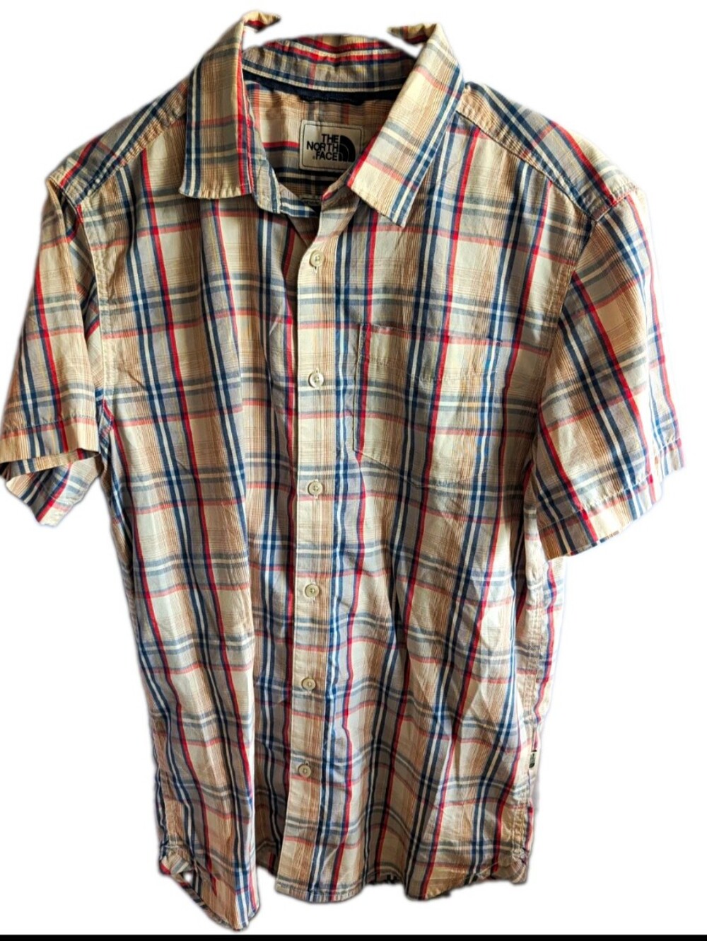 The North Face Plaid Button Up Shirt Short Sleeve Woven Men size medium
